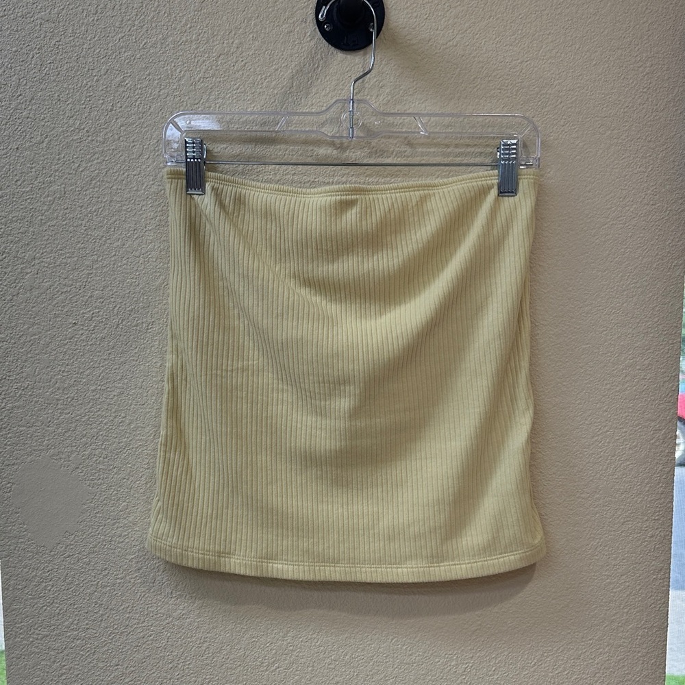Old Navy Ribbed Tube Top Pale Yellow Strapless Knit Top Size Large